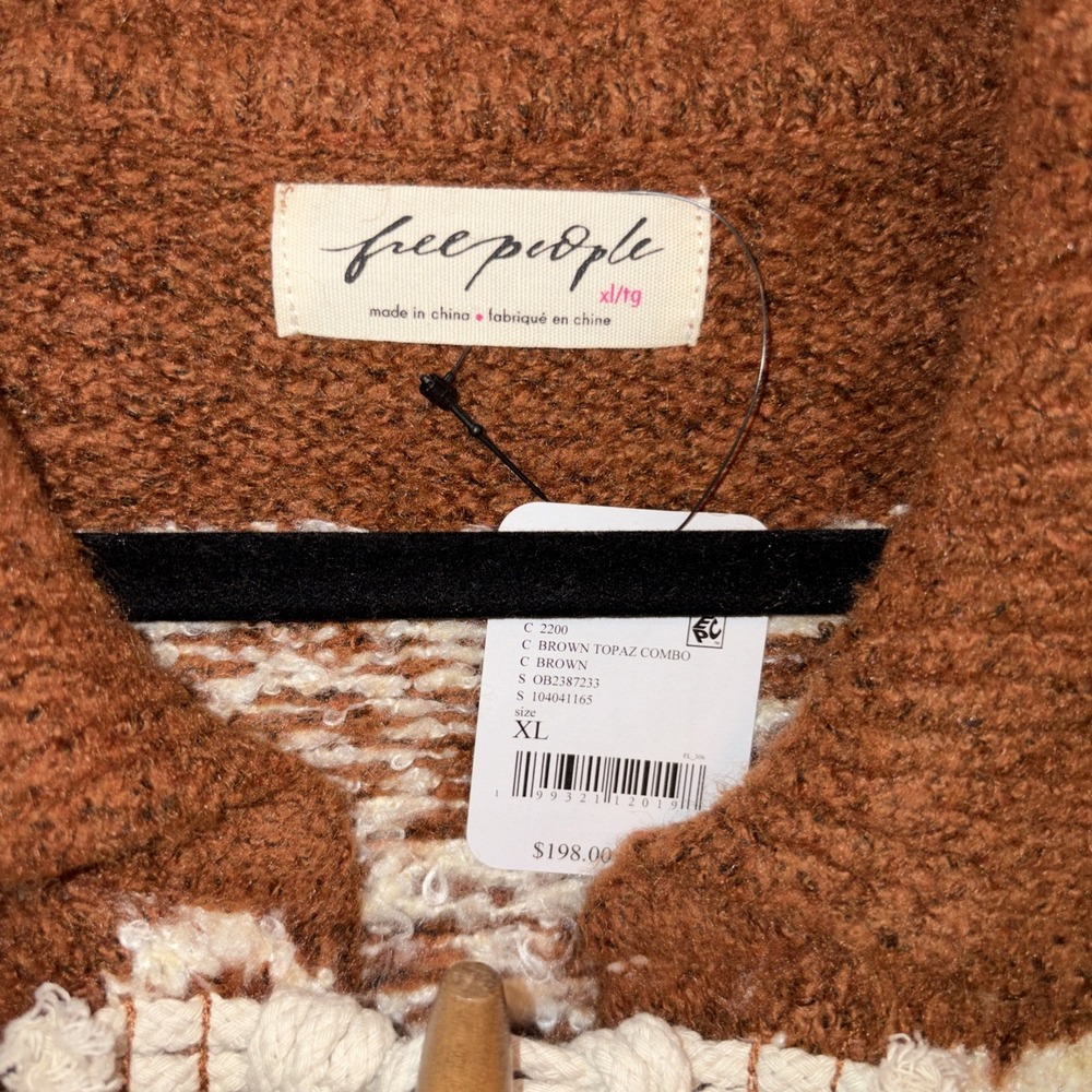 NWT $198 Free People Home Sweet Home XL Cardigan Cottagecore Toggle Sweater - Picture 7 of 13